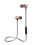 Bluetooth Headphones Sports Wireless Earbuds Sweatproof Headset Magnetic attraction Stereo Earphones for Running Workout Gym Noise Cancelling Proshine(Gold)