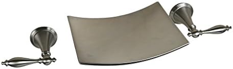 Wall Mount Bathroom Sink Faucet Brushed Nickel Waterfall Lavatory Mixer Taps Two Handles Tub Faucet