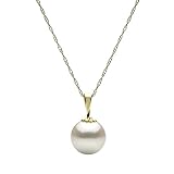 14K Gold Chain White Freshwater Cultured Pearl Pendant Necklace for Women 18 inch