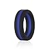 Silicone Wedding Ring Blue Line Thin Stripe for Men, Black Flexible Rubber Alternative Bands Set, Elastic Non Metal for Mechanic Workout, Active Athlete Exercise, Sprot Keep Fit