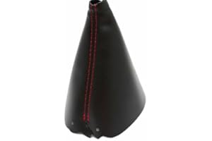 KAR DESIGNERS Fits 1984-1989 Corvette C4 Real Black Leather Automatic Shift Boot with Red stitching. (Skin Only)