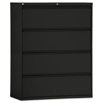 Alera ALE Four-Drawer Lateral File Cabinet, 42w x 19-1/4d x 53-1/4h, Black