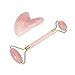 Jade Rose Quartz Roller for Face 2 in 1 Gua Sha Set Including Rose Quartz Roller and Jade Face Massager 100% Real Natural Jade Facial Roller Anti Aging Face Roller Massager by Rayfarmo