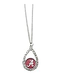 Alabama Crimson Tide Red Teardrop Clear Crystal Silver Necklace Jewelry UA