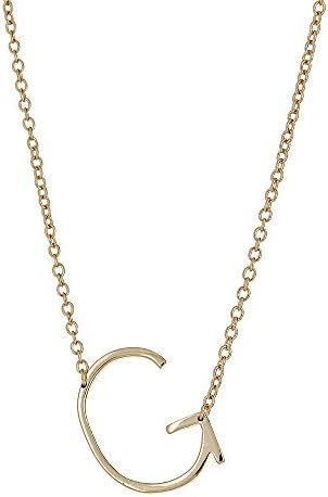 Gold Plated 925 Sterling Silver Plain Large Size Uppercase Initial Alphabet G Pendant Necklace