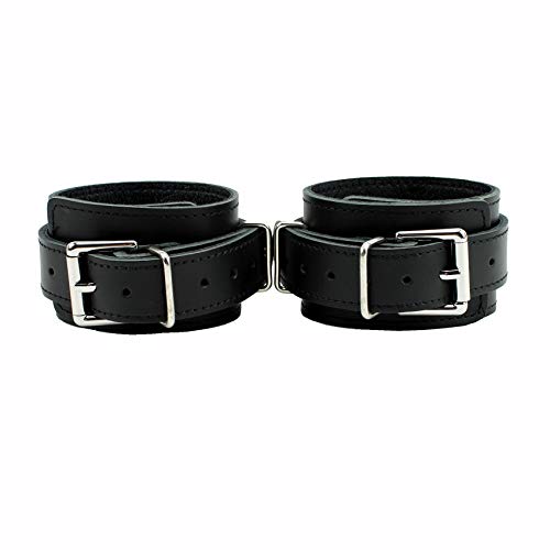 Aurora Handcuffs Leg Cuffs Handcrafted Latigo Leather Wrist Ankle Cuffs (Royal Black, Ankle)