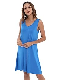 NEIWAI Camisas de dormir de bambú viscosa Camisones para damaes cuello en V camisa de noche S-4X