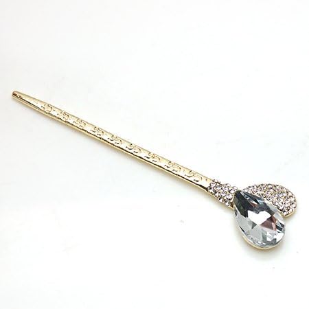 1piece, Silver Rhinestone Crystal Beautiful Fahion Peach Heart Hair Sticks, Hair Pin,chopsticks,hair Accessory ,Wedding Hair Jewelry (Blue)