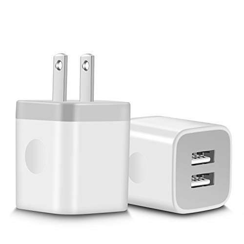 USB Wall Charger, WITPRO 2-Pack 2.1A Dual Port USB Plug Charging Block Cube Compatible with iPhone 11 Pro Max Xs/XR/X 8/7/6 Plus/5S, Samsung, Moto, Google Pixel, Android Phone More (White)