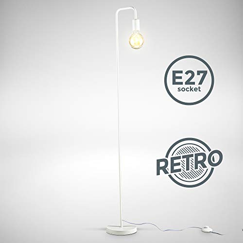 B.K.Licht I Vloerlamp I retro lamp voor binnen I voor woonkamer I industrieel I wit I staande lamp I vintage staande… - Afbeelding 3