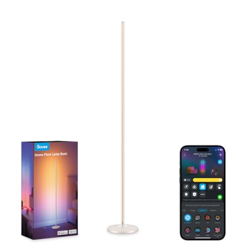Govee Modern Floor Lamp, RGBIC LED Lamp Works with Alexa, Google Assistant, Matter, 16 Million Colors DIY and 61 Scene Modes for Bedroom, Gaming Room, Gold