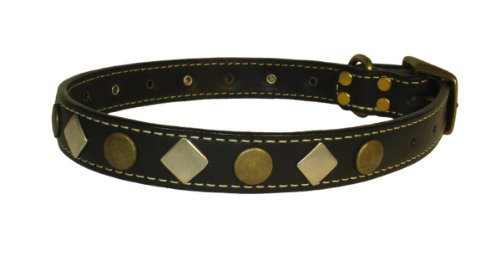 Leather Heirloom Old Glory Dog Collar - 18 - Black