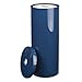 mDesign Modern Plastic Toilet Tissue Paper Roll Holder Canister Stand with Lid - Vertical Bathroom Storage for 3 Rolls of Toilet Tissue - Holds Large Mega Rolls - Navy Blue