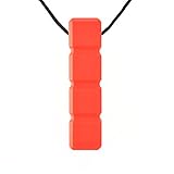 Chewelry Quad-Blockz Chewable Block Piece Necklace - Oral Sensory Aid for Boys and Girls - Extra Tough, Red - by Quell-O