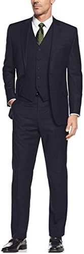 Caravelli Men's 60503 3-Piece Single Breasted Slim Fit Vested Suit. Navy - 42S