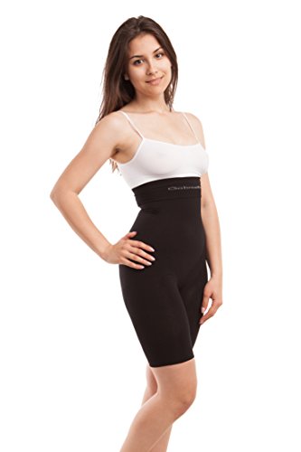 GABRIALLA BSM-715 Seamless Milk Fiber Body Shaping High Waist Support Shorts (Medium, Black)