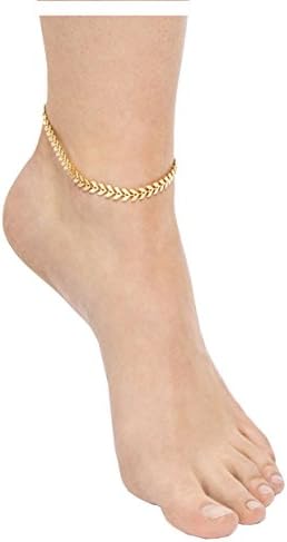 Tupai 2pcs Gypsy Bohemian Vintage Silver Alloy Arrow Chain Anklet Chain Foot Chain Anklets (Gold Tone)