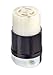 Leviton 30 Amp, 125/250 Volt, NEMA L14-30R, 3P, 4W, Locking Connector, Industrial Grade, Grounding, 2713, Black-White