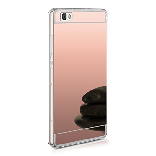 kwmobile Mirror Case for Huawei P8 Lite (2015) - TPU Silicone Bumper Protective Cover Reflective Back Case - Rose Gold Reflective