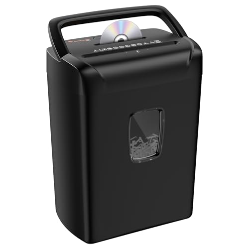 Shredders Home Use, Bonsaii 6-Sheet Cross Cut Shredder, Paper Shredder Machine Shred Document/A4 Paper/Credit Card, 13-Litre Bin with Safety Lock, Black (C204-C)
