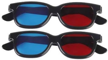 Kakooze Adult Plastics Red/Blue 3D Glasses Anaglyph Glasses,Black (2)
