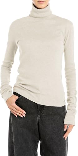 Replay W3445 T-Shirt, 300 Bianco Invernale, XL Donna