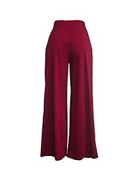 Pantalones de palazzo plisados ??para dama, cintura alta con cinturón suelto
