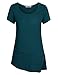 Cyanstyle Comfy Clothes for Women Work Girls Boat Collar Retro Solid Color T Shirts Short Sleeve Relaxed Fit Clothing Round Bottom Soft Knit Cute Tunics Blouse Oversized Top Cyan XXL
