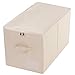 iwill CREATE PRO Large Closet Storage Box with Lid, Similar Size with IKEA SKUBB, Label Pocket, Beige