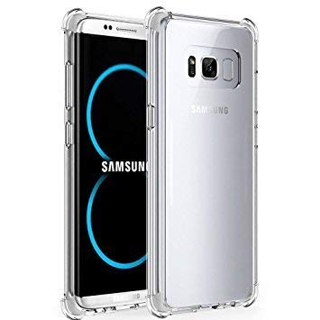 JGD PRODUCTS Shock Proof Protective Soft Back Case Cover for Samsung Galaxy S8 Plus (Transparent) [Bumper Corners with A