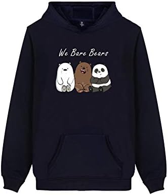 We Bare Bears Casual Suitable for Men and Women Crew Neck Short Sleeve Printed Hooded Sweatshirt