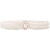 Rhinestones Faux Pearl Belts Pearl Gold Elastic Buckle Belts, Pearl Waistband Dress Clothes Accessories for Women Elegant Rhinestone Waistband for Dresses Suit