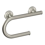 Moen LR2352DBN Home Care 8-Inch Grab Bar with Integrated Toilet Paper Holder, Brushed Nickel