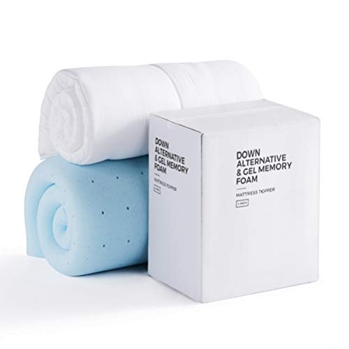 LUCID 4 Inch Down Alternative and Gel Memory Foam Mattress Topper