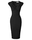 Newdow Lady's 50s Vintage V-neck Capsleeve Pencil Dress