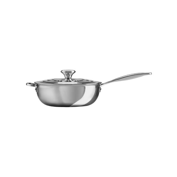 Le Creuset 3.5 qt. Stainless Steel Saucier Pan with Lid and Helper