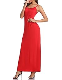 GUBERRY - Vestido largo de verano para mujer con cuello en V y tirantes de espagueti