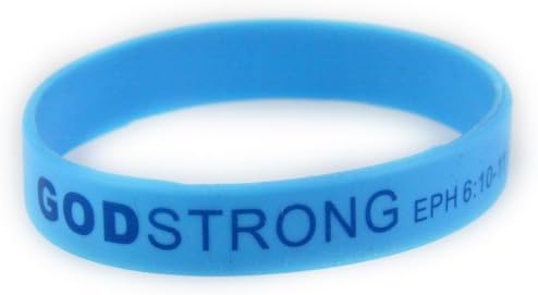8040008 3 Pieces Light Blue with Blue Child Size Imprinted Godstrong Silicone Band Eph. Ephesians 6:10-11