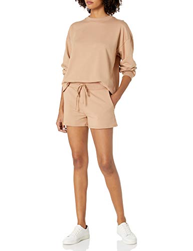 THE DROP WOMEN’S ELAINA PULL-ON FRENCH TERRY SWEATSHORT, PRALINE, S