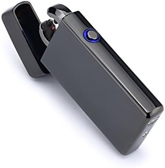 ST6 Tactical Black Flameless USB Ciggarette Lighters, Rechargeable Double ARC Fire Starter Electric Camping Igniter