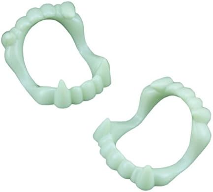 Hot Sale Tooth Neartime Devil Tooth Fangs Caps Zombie Vampire luminous Dentures Halloween Party Props (free, White)