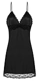 Ekouaer Sexy Lingerie Women's Sleepwear Satin Nightgown Silk Chemise Slip