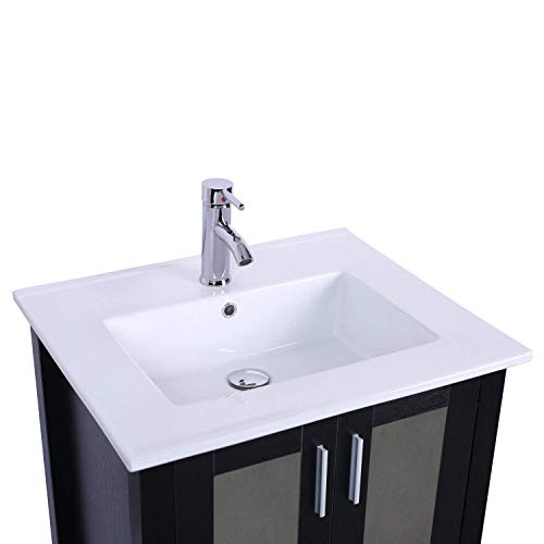 eclife 24" Bathroom Vanity Sink Combo W/Overflow White Drop in Ceramic