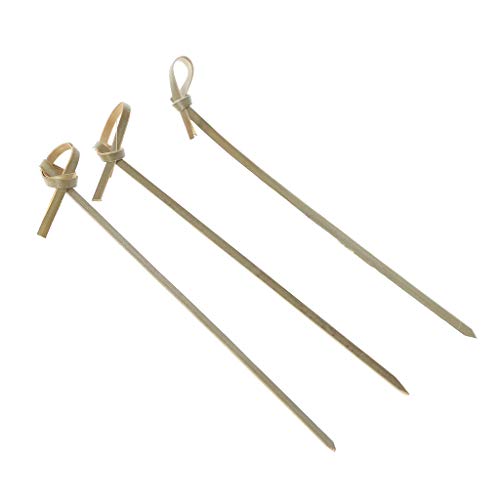 Kofun Bamboo Sticks, 100 Pieces Disposable Bamboo Tie Knotted Skewers Twisted Ends Cocktail Food Fruit Picks Fork Sticks Buffet Cu Pieceake Toppers Wedding Party Decoration M