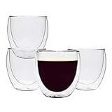 Double Wall Cups Glass 8 OZ - Set of 4, Insulated