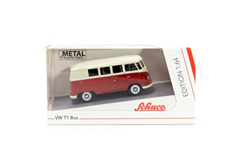 Schuco 452017100 VW T1 Bus, beige 1:64 Volkswagen Herz 452017100-VW, Modellauto, Modellfahrzeug, rot, Creme – Bild 3