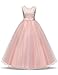 TTYAOVO Girls Pageant Ball Gowns Kids Chiffon Embroidered Wedding Party Dress Size 8-9 Years Pink