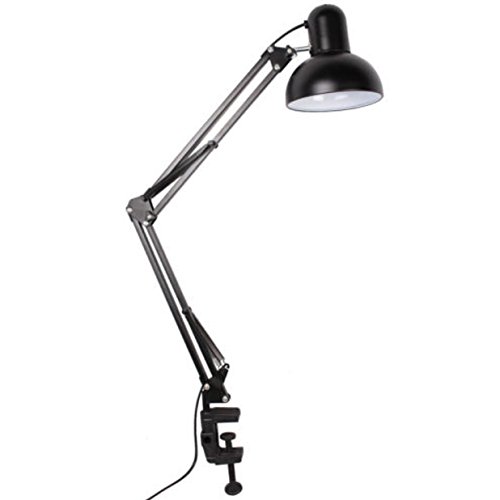 Black Lamp Floor LED Light Ballast Flexible Swing Arm Clamp Mount Lamp Office Studio Home Table Desk Light