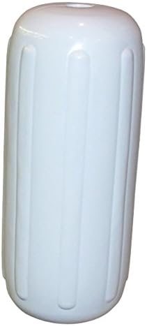 Dock Edge + Inc. Center Hole Dolphin Ribbed Boat Fender (8 x20-Inch, White)