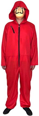 Unisex Adults La Casa De Papel Cosplay Costume with Mask Salvador Dali One Piece Red Costume Coverall Hoodie Jumpsuit Halloween Party Costume for Kids